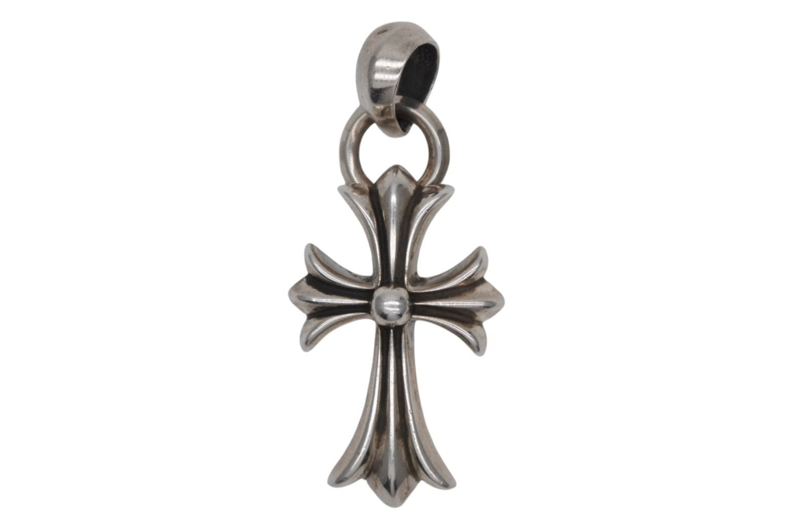 【得価，爆買い】 CHROME HEARTS クロムハーツ スモール CHクロス ウィズベイル ペンダントトップ 1991 23.6g シルバー925 美品 中古 4b012177 ネックレス
