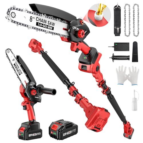 2025新型 Supstable たかえだ 電動チェーンソー 高枝切り 8インチブラシレス高枝チェーンソー 充電式 コードレス 一台2役 4 0 Ah大容量バッテリー 強力 電動のこぎり 軽量 自動給油 伸縮延長ポール 130 cm 250 a e 3 ec 31