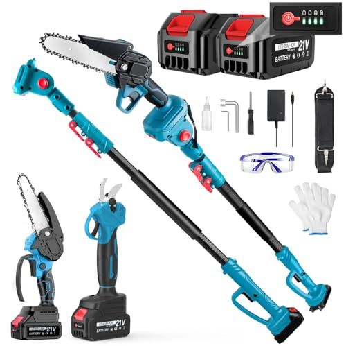 新モデル たかえだ 電動 チェーンソー 充電式 6インチブラシレス 高枝チェーンソー 電動バサミ 剪定ハサミ セット 4.0 Ah大容量バッテリー 1台4役 高枝切り剪定ばさみ コードレス ハンド 強力 ブラシレスモーター 残電 2 bab 0 b 04