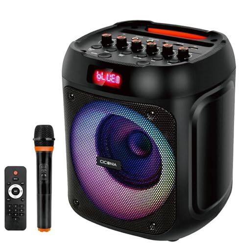 東京DECO スピーカーセット ワイヤレスマイク bluetooth 5 0対応 80 W 充電式 リモコン USB microSD対応容量 TWSシステム オーディオ LEDライト 拡声器 室内 屋内 屋外 野外 アウトドア 音楽再生 ワ 8 cf 41 d 29