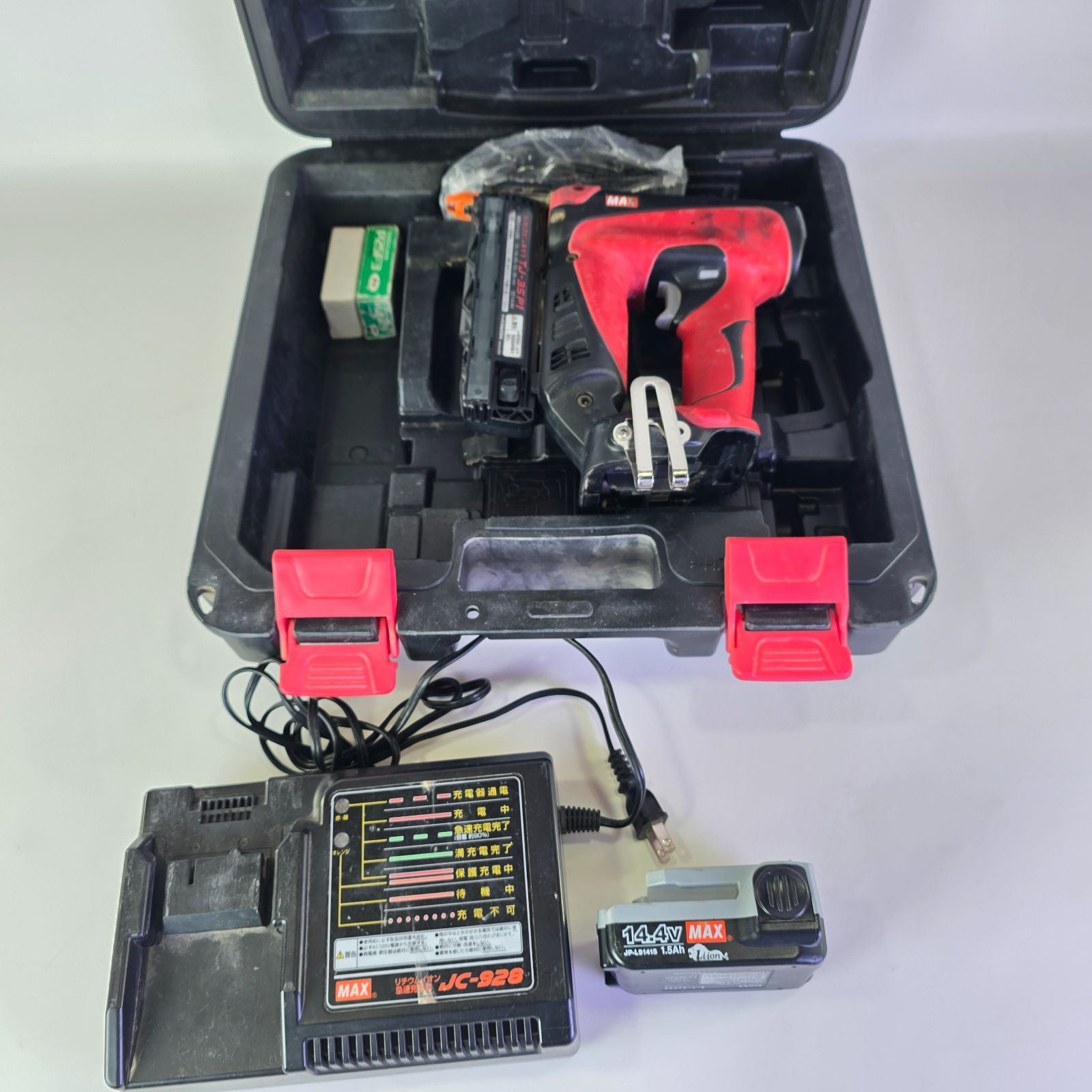 MAX マックスMAX 充電式ピンネイラ TJ 35 P 1 充電器 バッテリー セット 動作