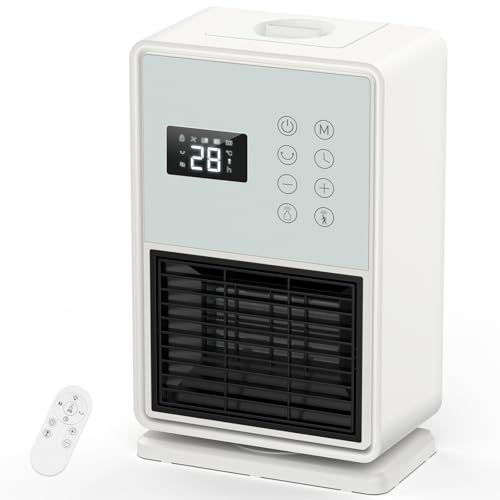セラミックヒーター 2025冬 暖房 加湿 空気清浄 超音波加湿搭載 人感センサー付 ECO知能恒温 節電対策 LED大型ディスプレ カラーLEDライト 自動首振 電気ストーブ セラミックファンヒーターり電気ヒーター 1秒速暖 4段階切替 622629 d 1
