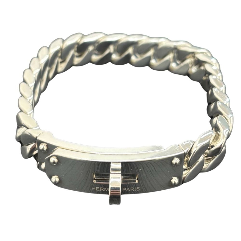 【美品】希少エルメスHERMES２重ケリーブレスレット グレー 鑑定済！ エルメス ブレスレット ケリーグルメット GMサイズ 腕周り約20cm XXL