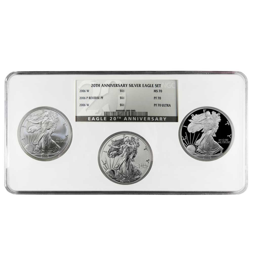2006年 1ドル アメリカン シルバー イーグル 3枚セット NGC MS70 PF70