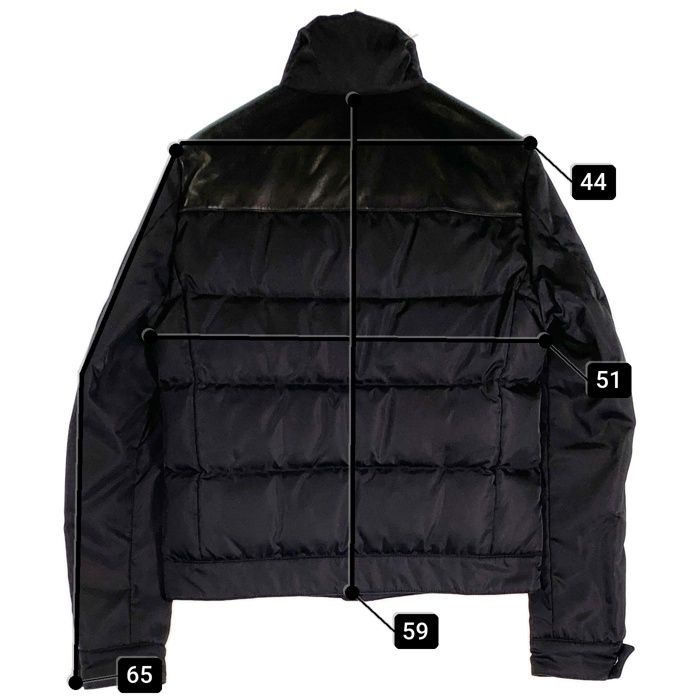 PRADA SPORT プラダスポーツ Leather Yoke Down Jacket レザー ダウンジャケット ブラック SGH163 Size 48 PRADA SPORT プラダスポーツ Leather Yoke Down Jacket レザー ダウン