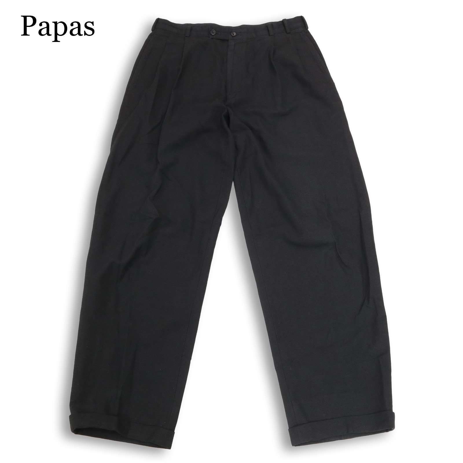 Papas パパス 通年 ツータック☆ コットン スラックス パンツ Sz.M