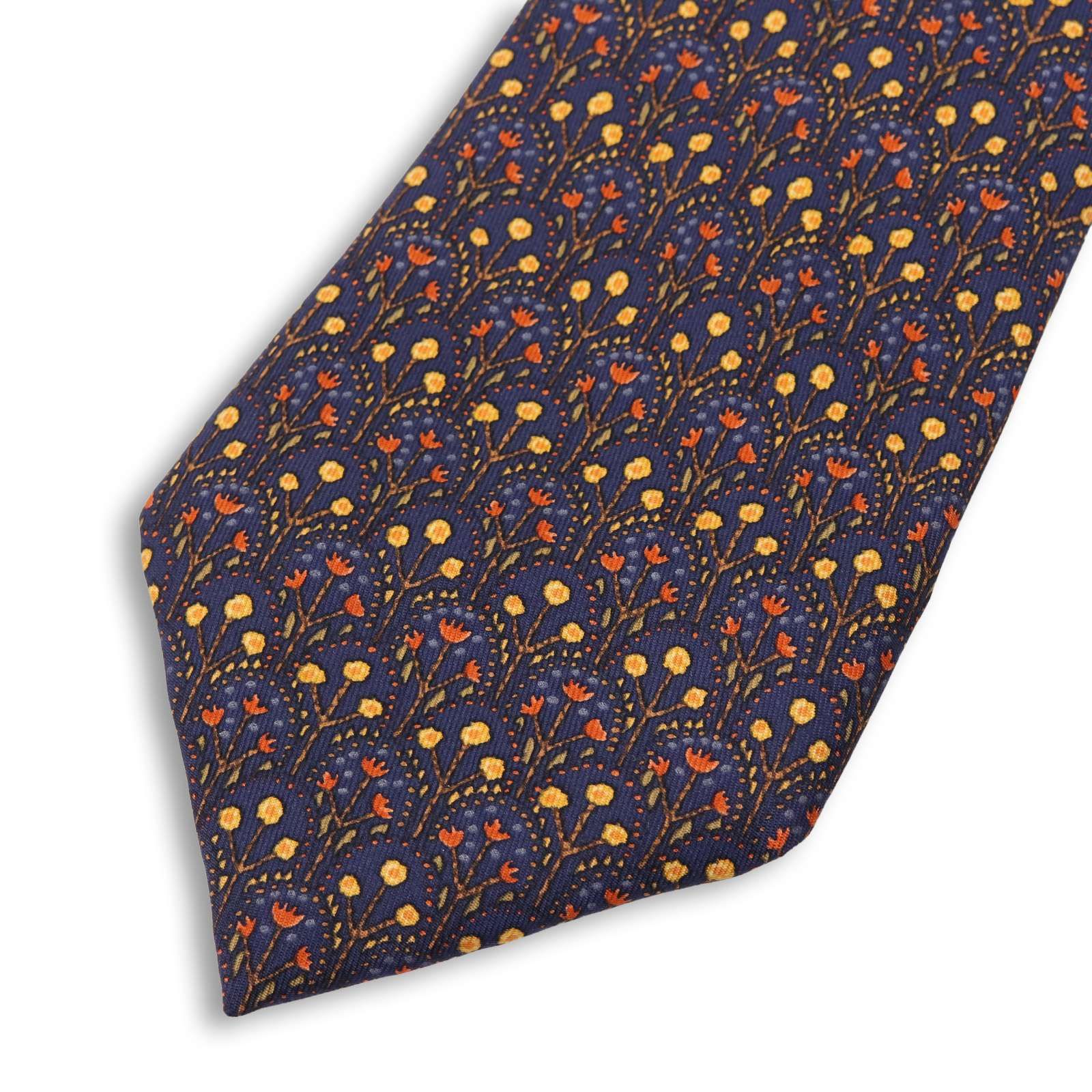 HERMES エルメス 花柄 フローラル総柄☆ シルク ネクタイ Sz.F メンズ