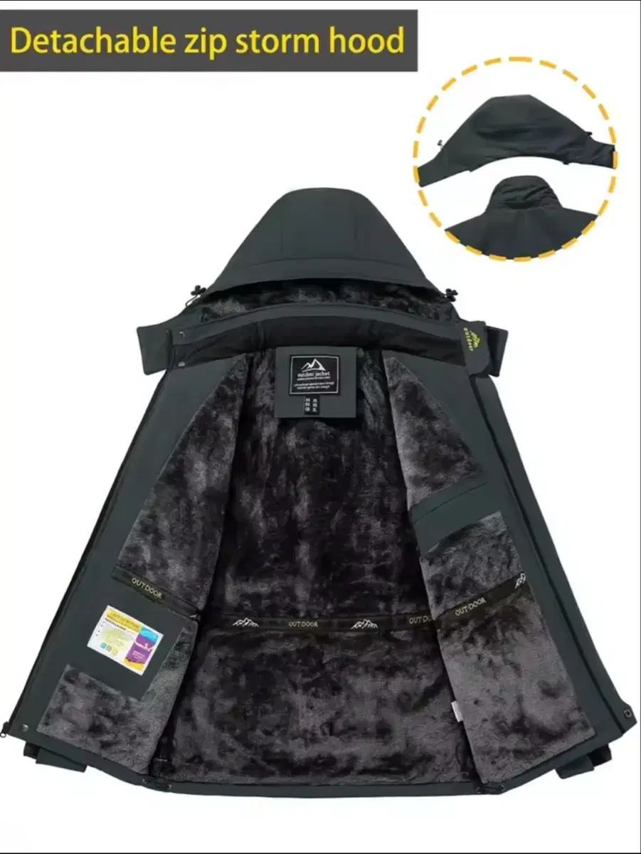 Outdoor Sport 防水 防風 起毛 ジャケット ブラック 105