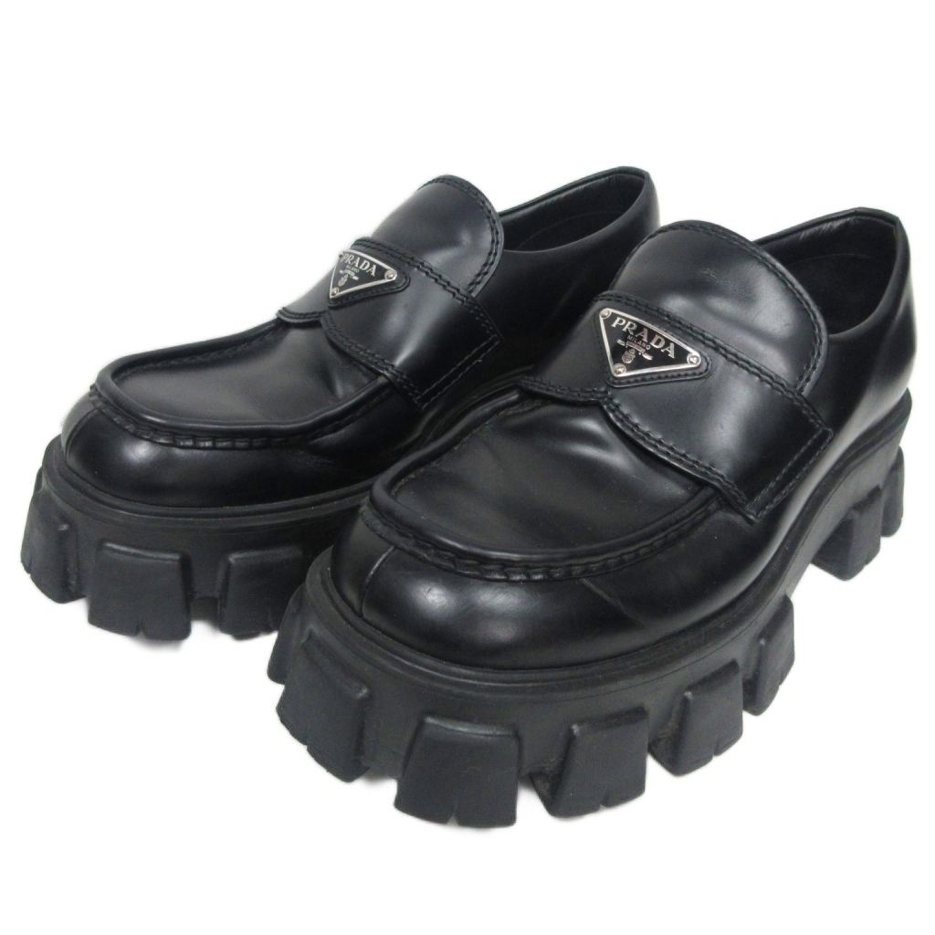 プラダ PRADA 25SS モノリス ブラッシュドレザー ローファー 三角 