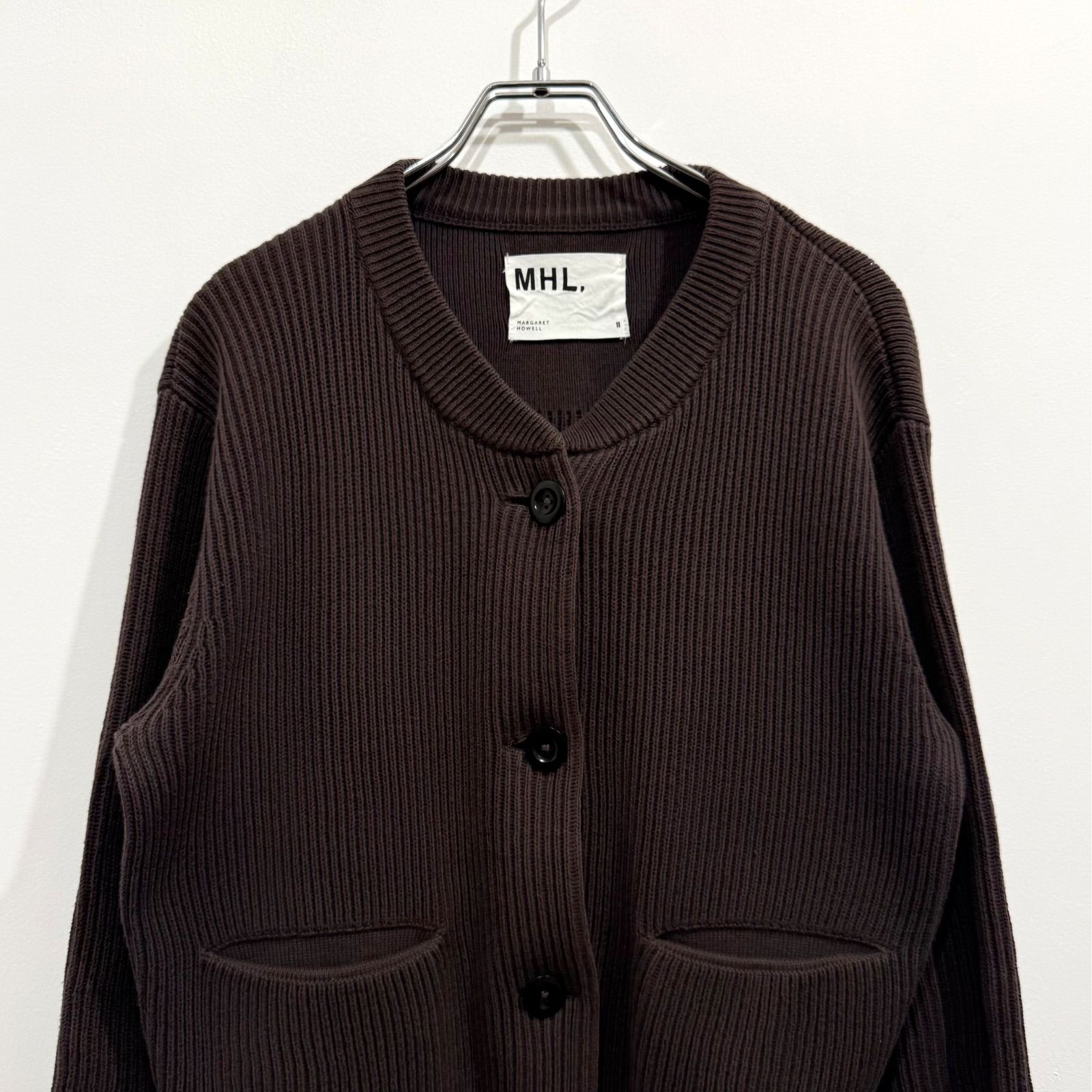 MHL. ROUGH COTTON CARDIGAN ラフコットン カーディガン ブラウン 
