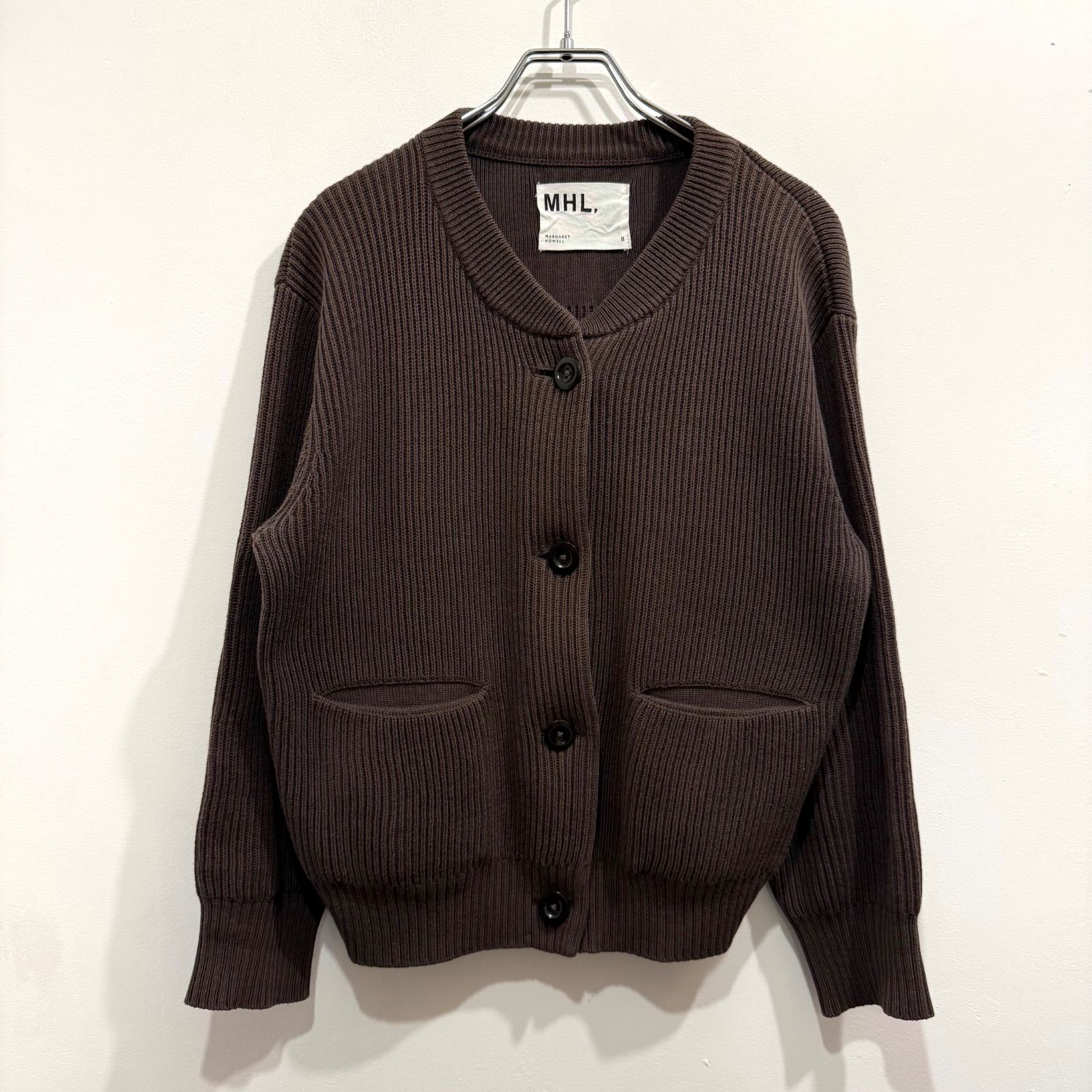 MHL. ROUGH COTTON CARDIGAN ラフコットン カーディガン ブラウン 