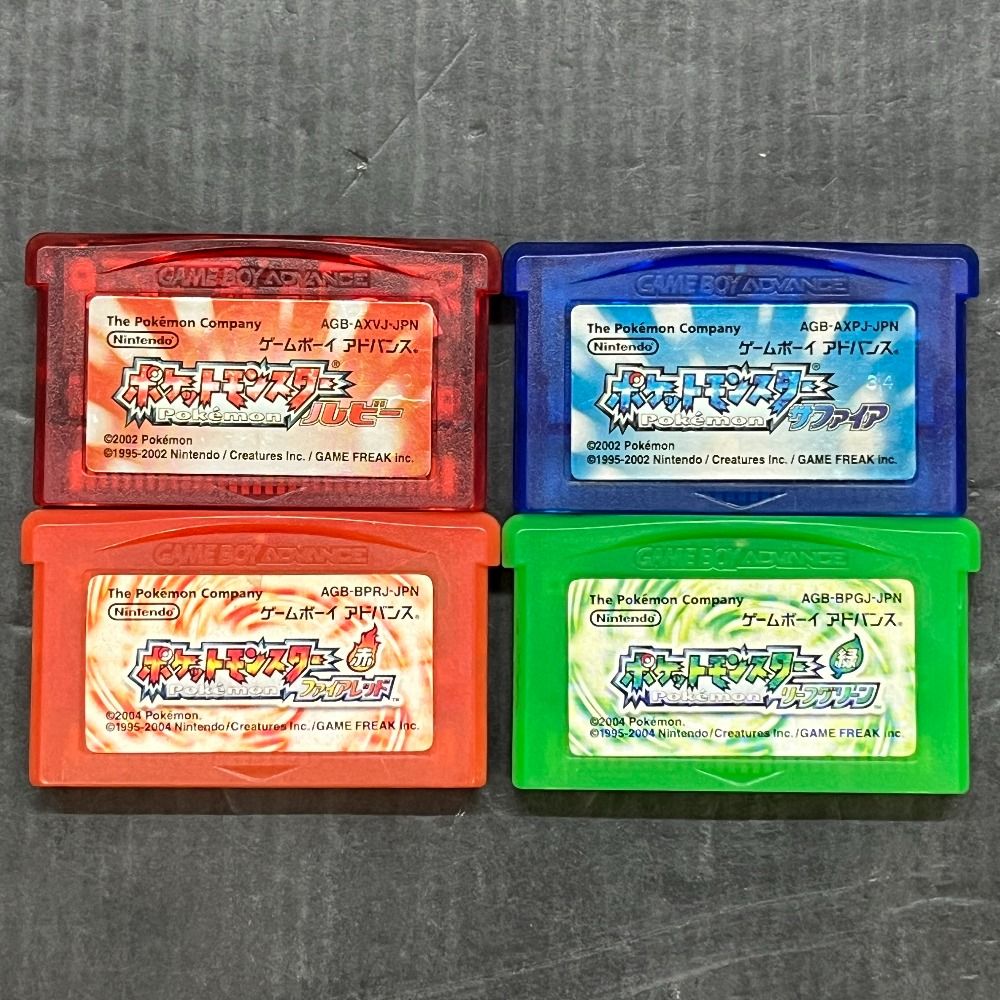 06 w 19244 動確済 ゲームボーイアドバンス ソフト ポケットモンスター 4本セット ルビー サファイア ファイアレッド リーフグリーン 品