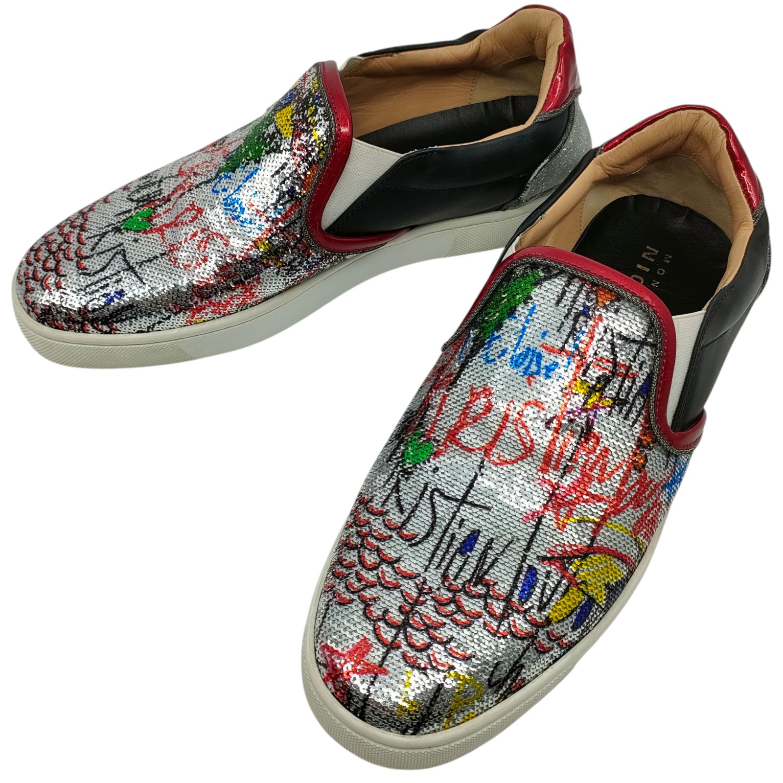 Christian Louboutin スパンコール レザー スリッポン サイズ 40 (約 