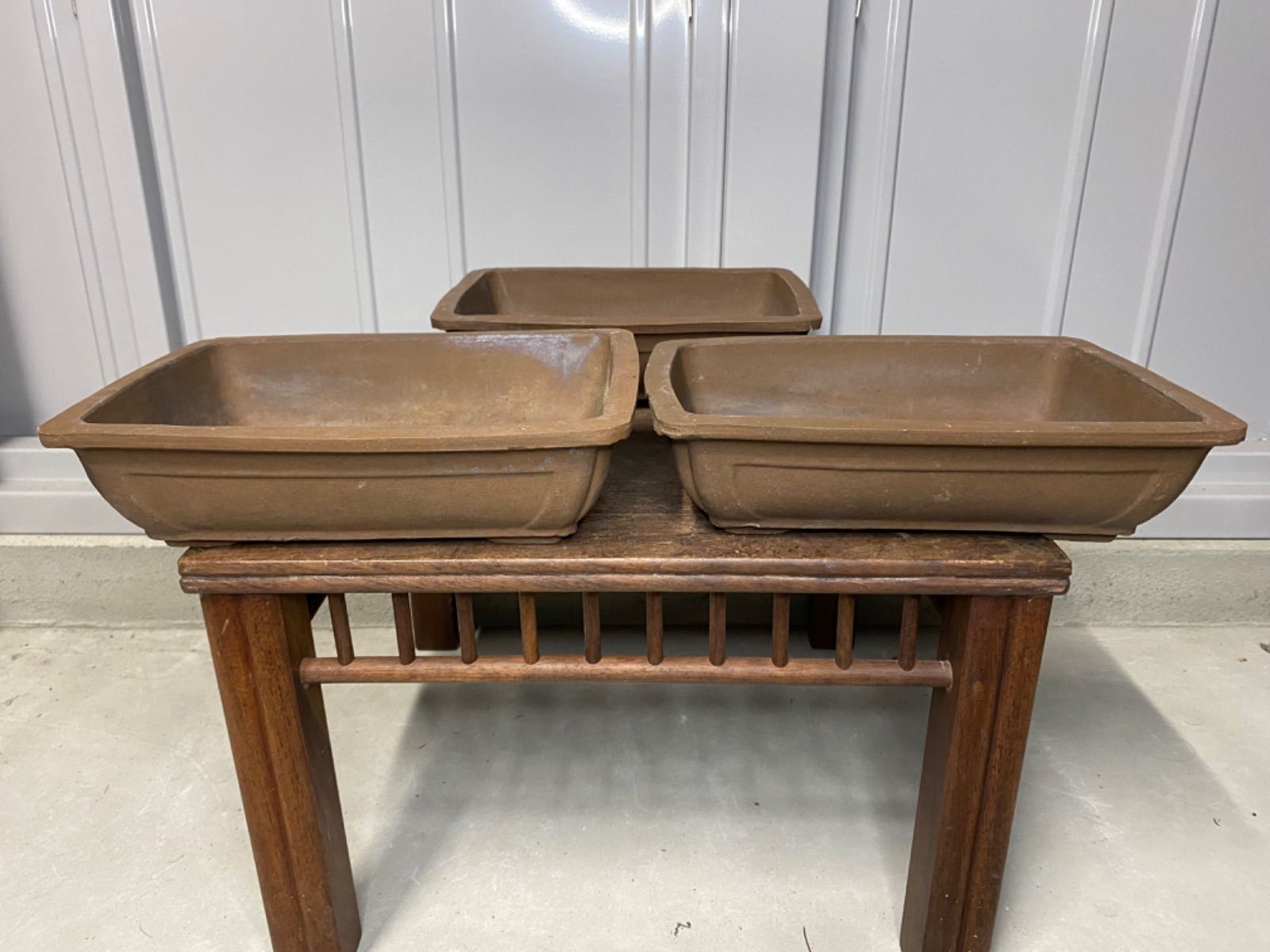 盆栽鉢 鳥泥 長方 3点セット 寄せ植え 小品盆栽 雑木 多肉植物 山野草