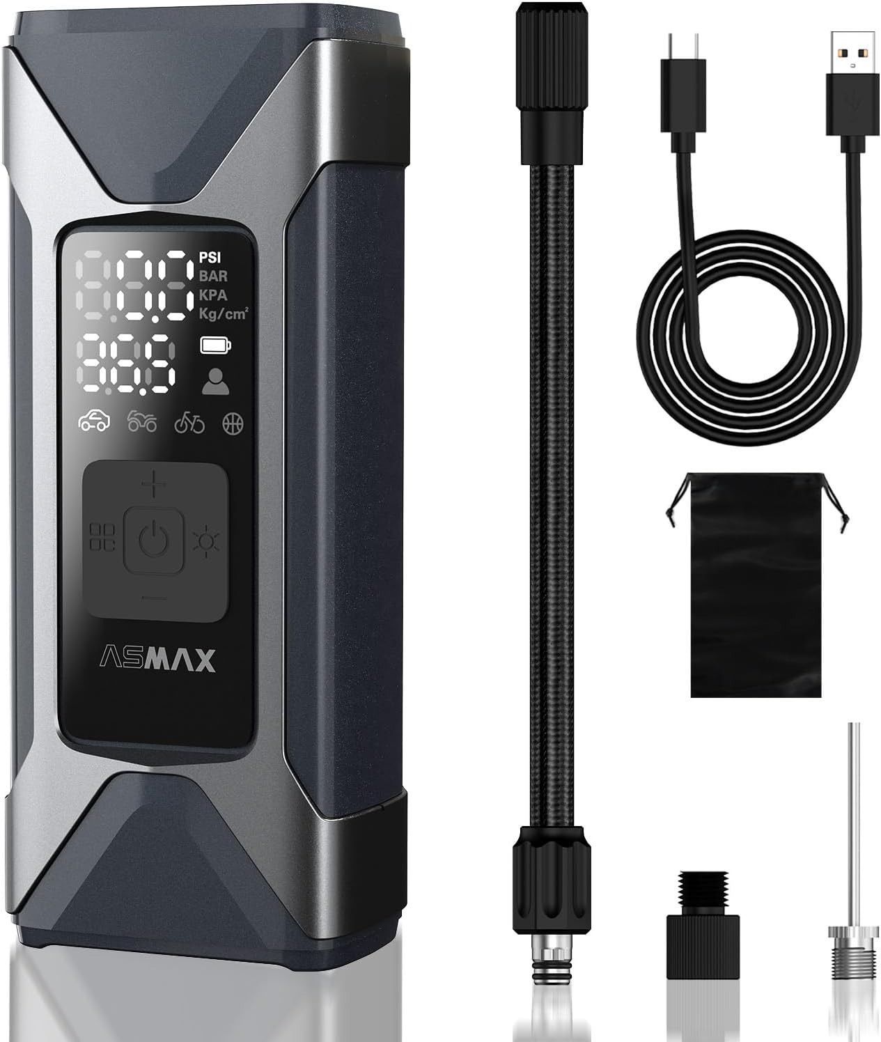 自転車 空気入れ 電動空気入れ バイク 車 エアーポンプ 2500mAh×3 大容量バッテリー 最大圧力160PSI タイヤ空気圧検知 ...