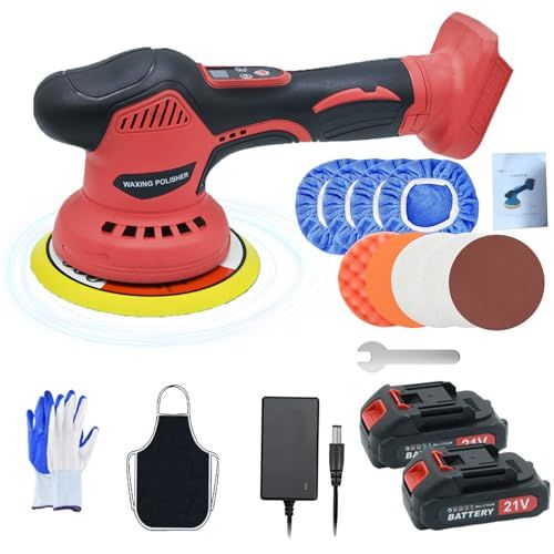 2026アップグレード 電動ポリッシャー 車 ポリッシャー 8段変速 2800-6000 RPM 21 V mAh 最大150 mm対応 コードレス 充電式 研磨機 ワックス 鏡面磨き 傷消し ダブルアクション 車両メンテナンス 洗車用 バッテリー残