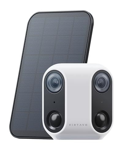 virtavo 防犯カメラ 屋外 ソーラー ワイヤレス 充電式 カラフルナイトビジョン 監視カメラ 見守りカメラ ペットカメラ WiFi 動体検知 双方向音声 暗視撮影 Micro SD|クラウドストレージ対応 1080 P ホワイト