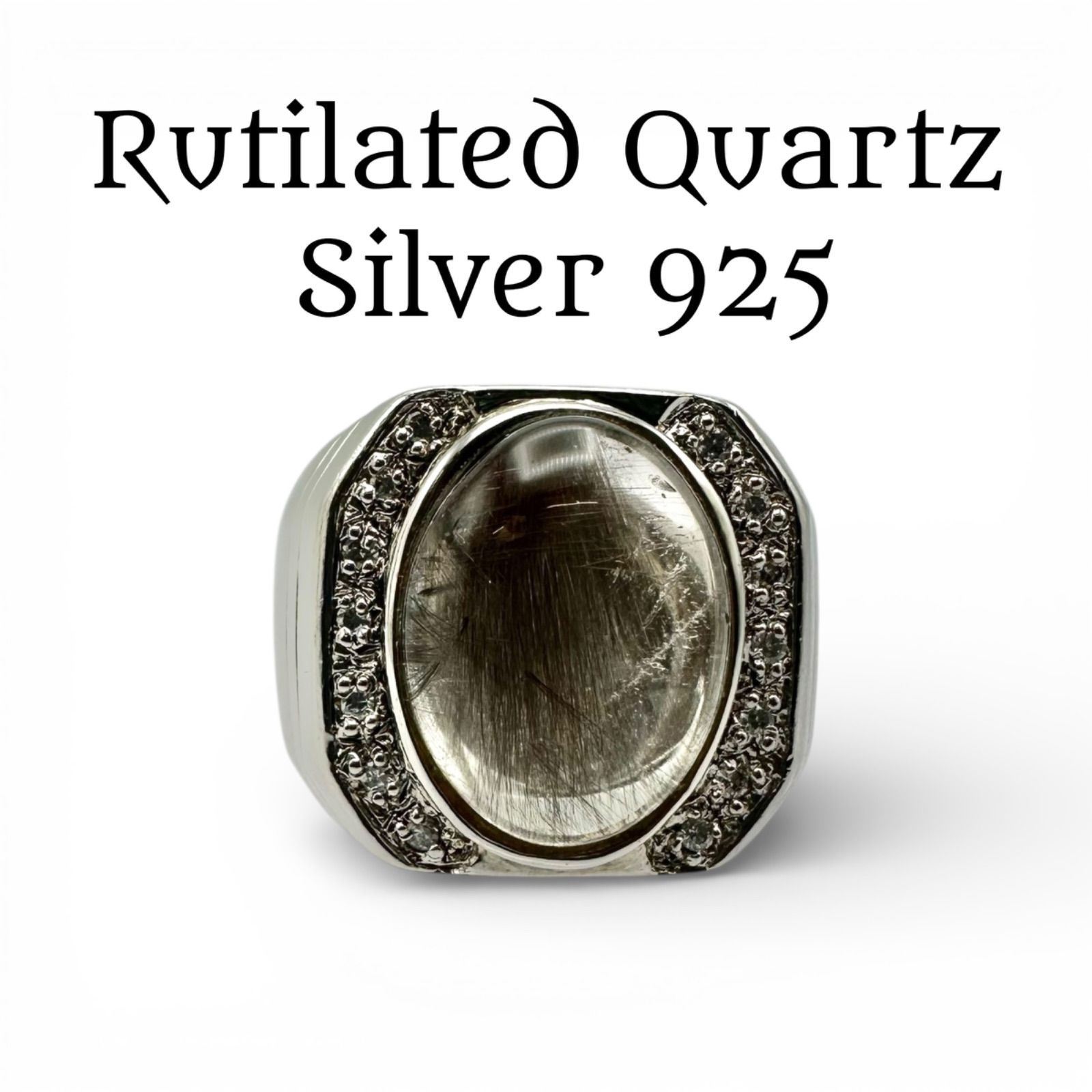 偶然が描く線】ルチルクォーツ 天然石 Silver 925 刻印 Vintage Design 