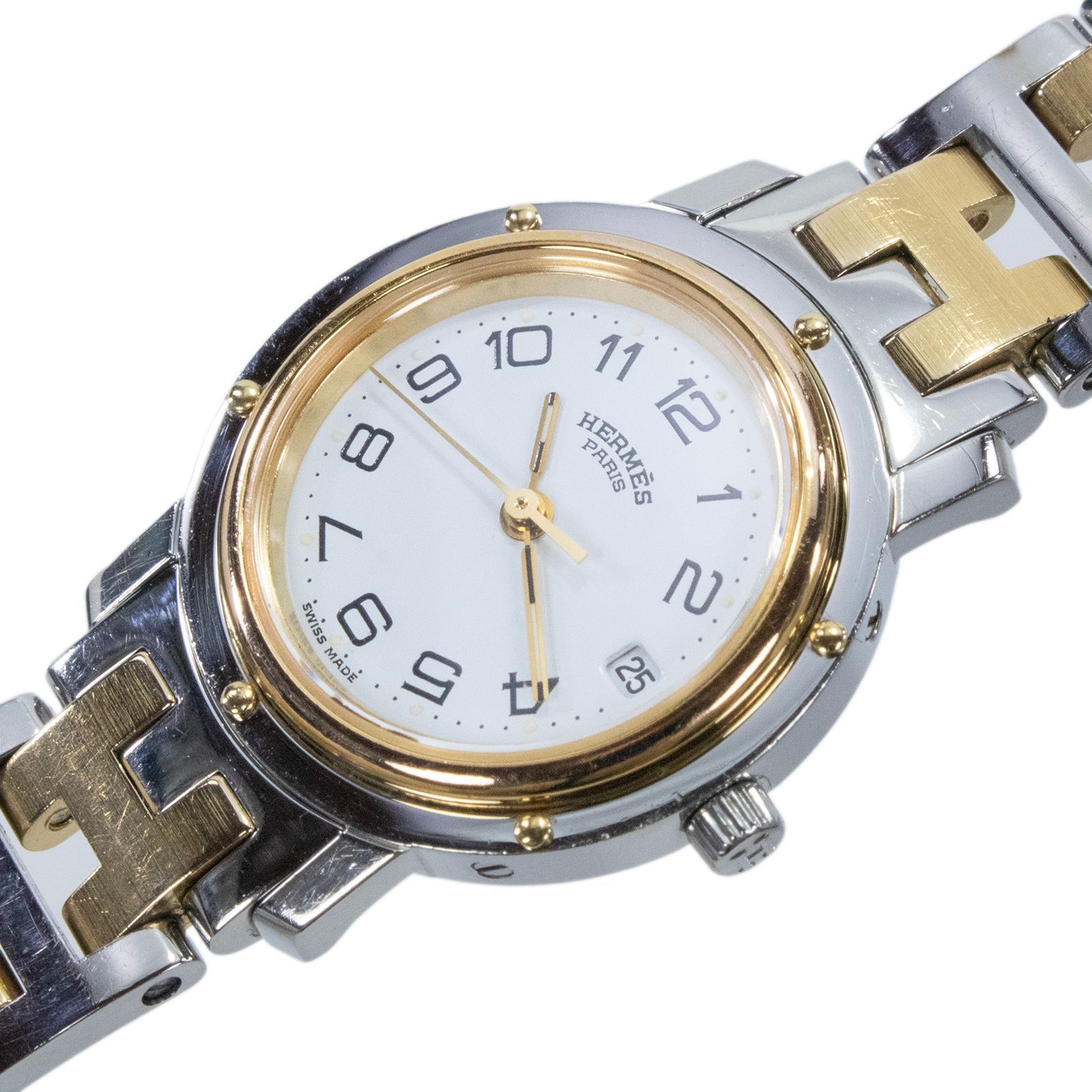 稼働品 送料無料 エルメス 腕時計 クォーツ 3針 レディース クリッパー