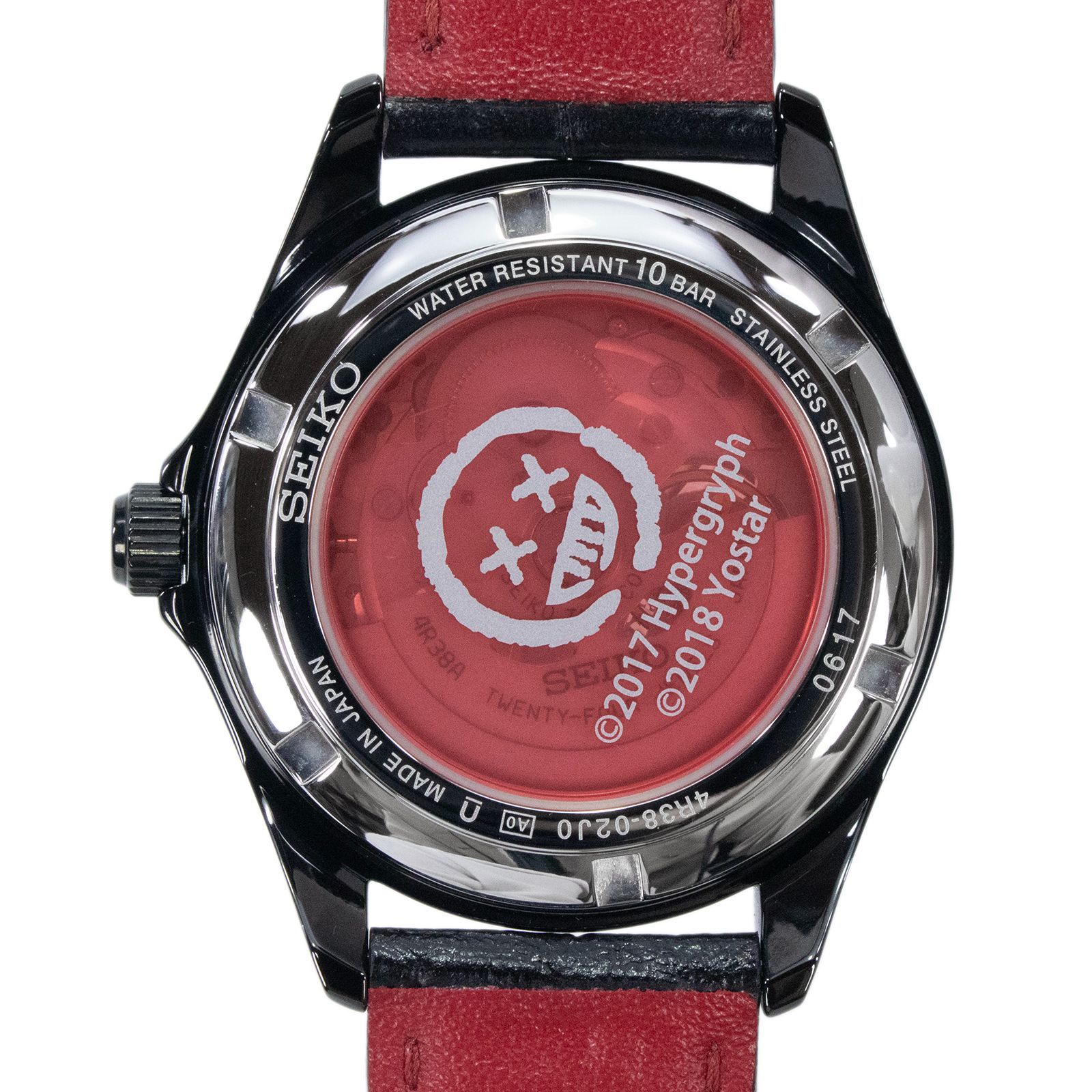  稼働品 腕時計 機械式 自動巻き 3針 メンズ アークナイツオリジナルウオッチ第2弾 Wモデル 4R38 02J0 SZSF004 赤 レッド 黒 オープンハート 裏スケルトン 目立つ ロゴ マーク プレミアム付き X480 ベーシックカラー 自動巻き時計 腕時計(アナログ)