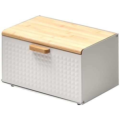 迅速に発送 FunFun ブレッドケース ホワイト スクエアタイプ キッチン収納 パンケース 木製 北欧 上開き 前開き 両開き bae 57 a 98