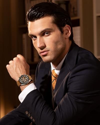 BY BENYAR 腕時計 メンズ 時計 クロノグラフ アナログ腕時計 30 M防水 ビジネス シンプル おしゃれ フォーマル 革ベルトクォーツ ウォッチ 男性へのギフトブラウンゴールドpo 79 a 0 fac 9