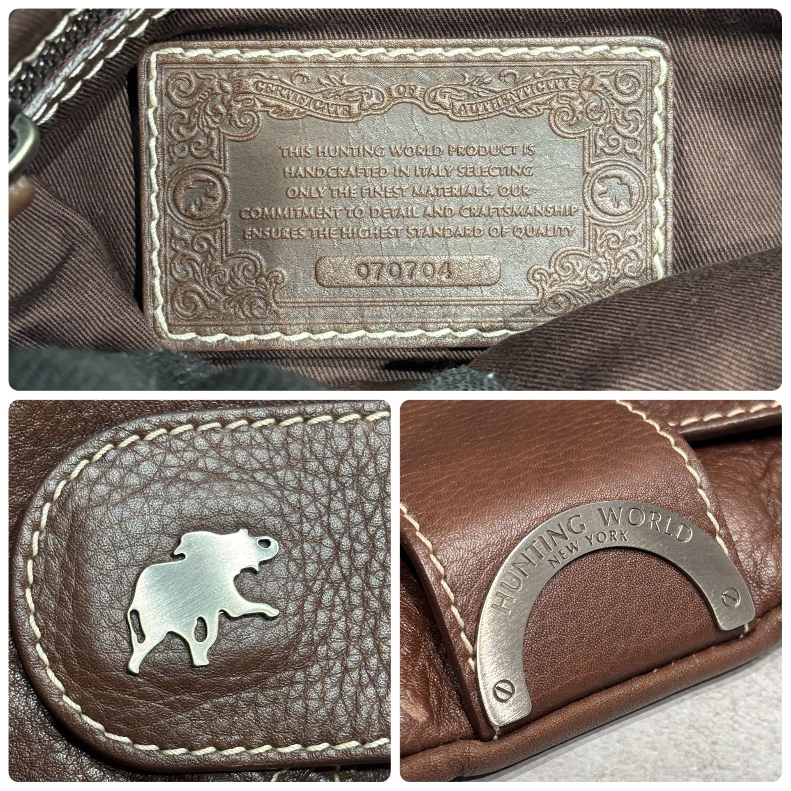 希少 HUNTING WORLD ハンティングワールド レザー ショルダーバッグ 