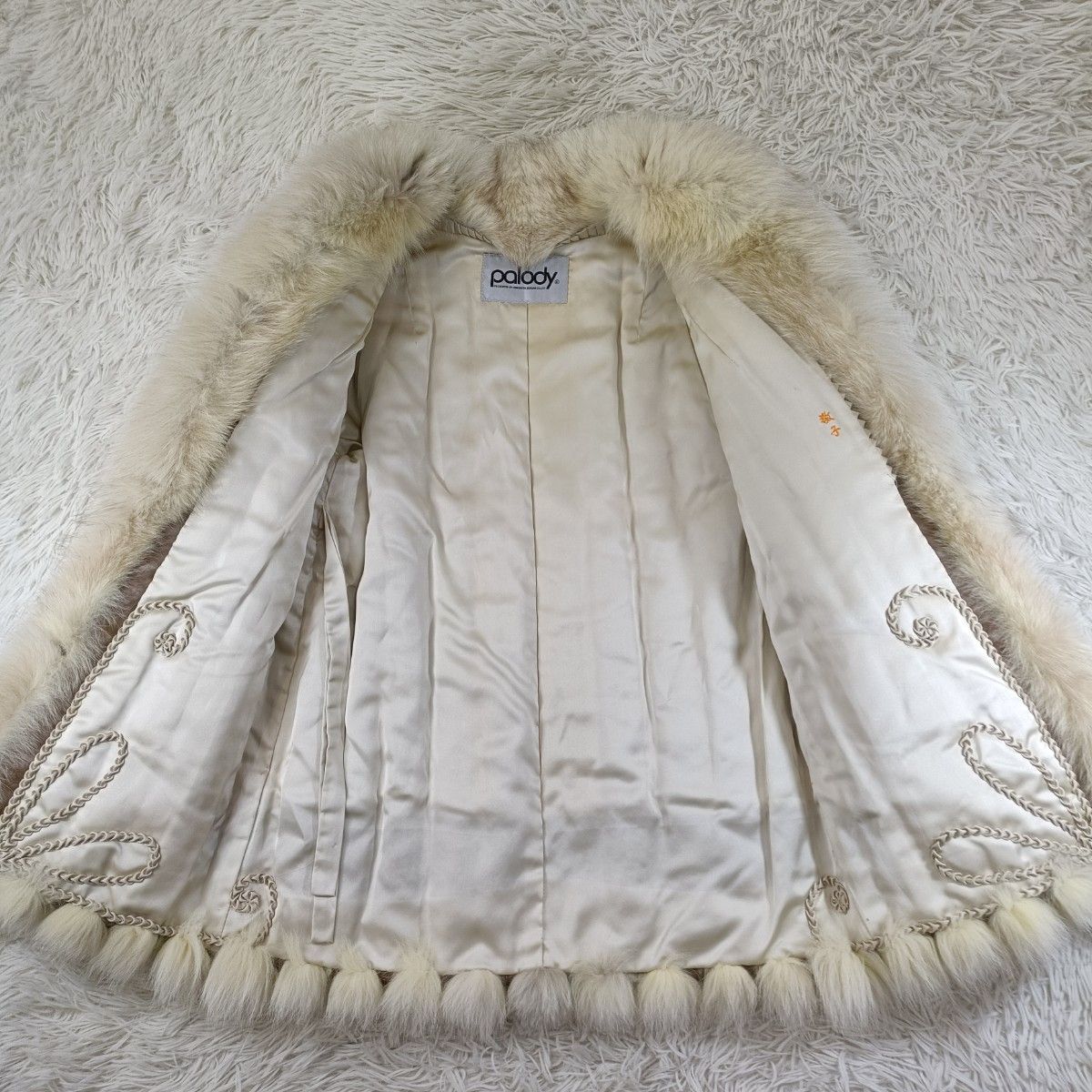 ブルーフォックス リアルファーコート ホワイト 白 9号 M 相当 貂 本