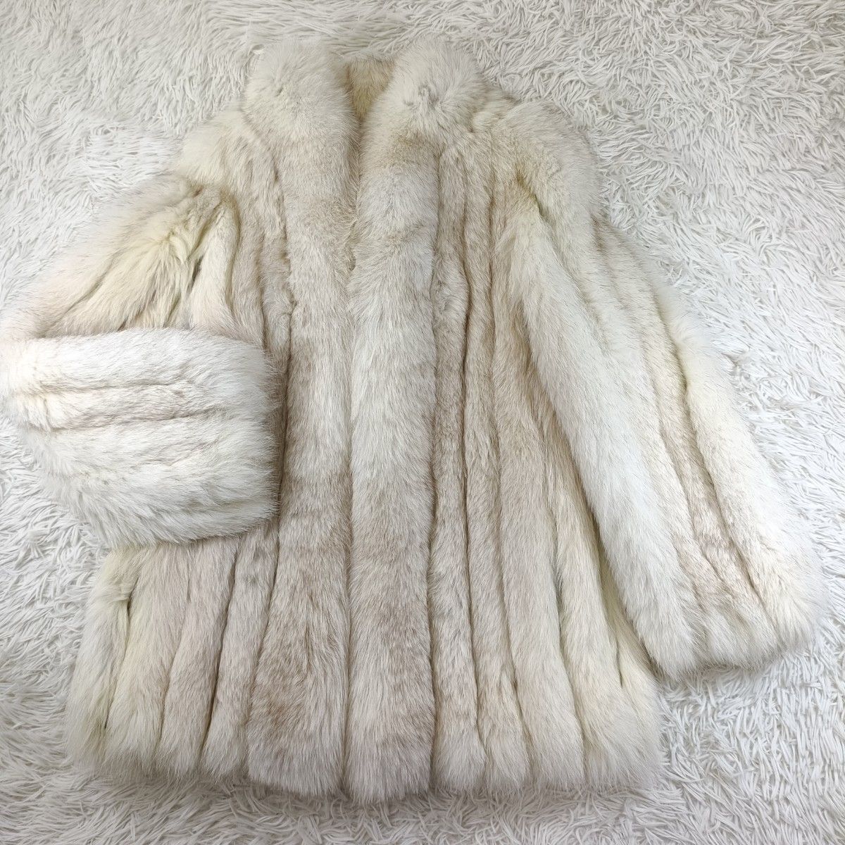 ブルーフォックス リアルファーコート ホワイト 白 9号 M 相当 貂 本