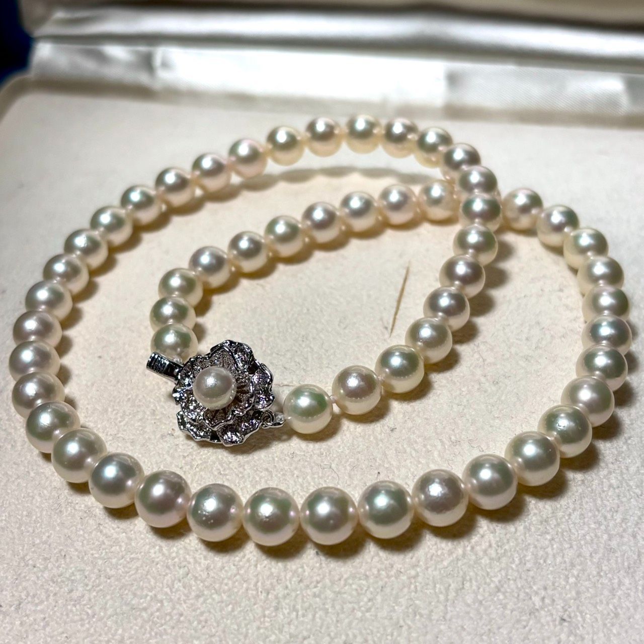 テリ強】あこや真珠 パール ネックレス 約7mm-7.5mm シルバー金具 
