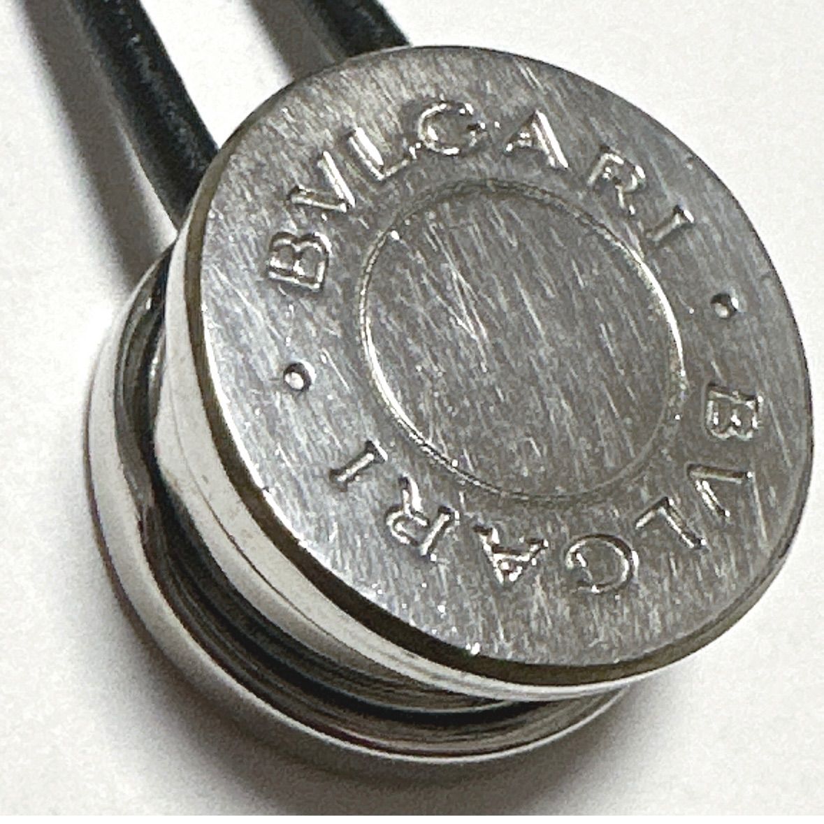 ブルガリ BVLGARI ネックレス チョーカー ロゴ レザー シルバー