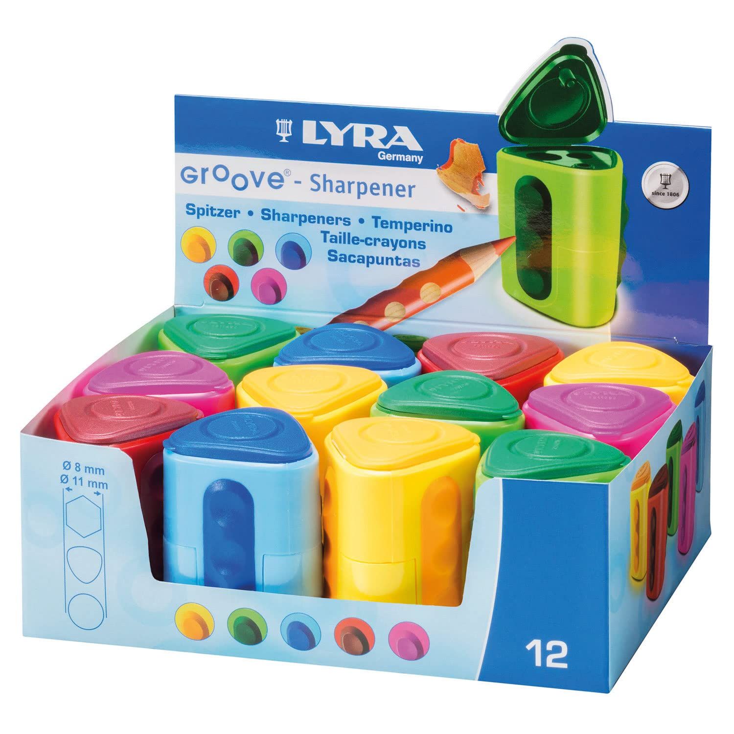 リラ 鉛筆削り グルーヴ シャープナー 2穴 アソート入り