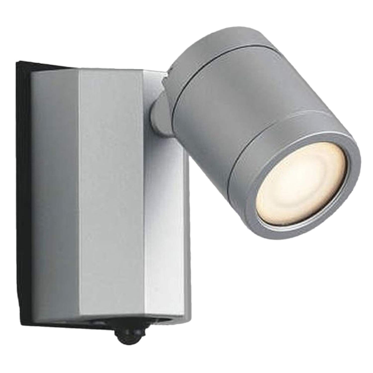 コイズミ照明 アウトドアスポットライト人感センサ付 白熱球60 W相当 シルバーメタリック