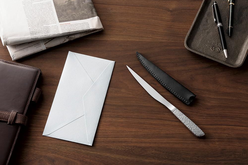 よこやま 燕熟の技 ENJUKU NO WAZA ステンレス レターオープナー 槌目 ケース|ブラック LOP-1000