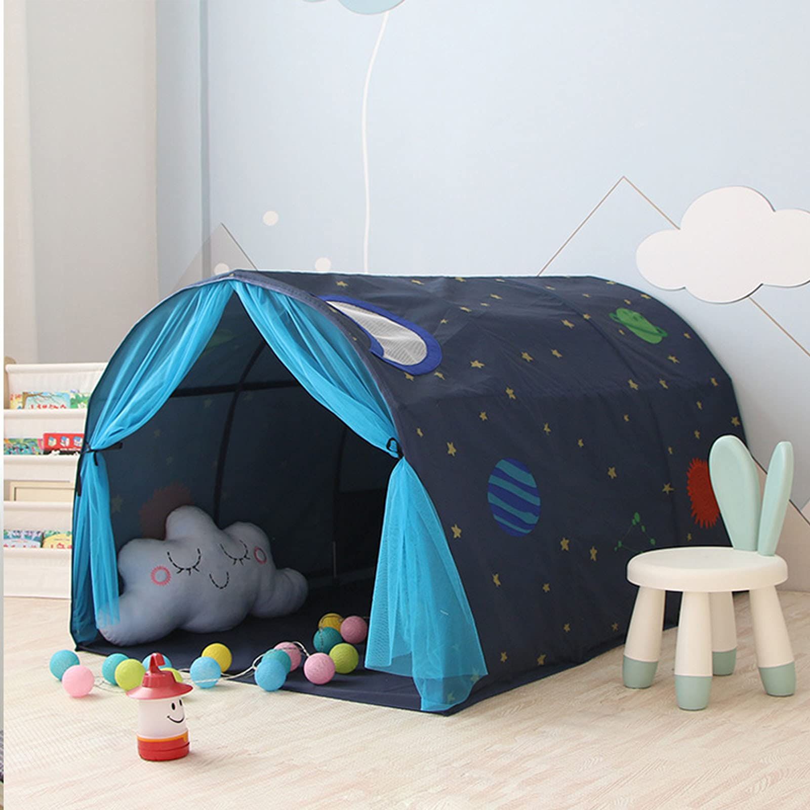 YOUZHIPIN子供用 ベッドテント屋内テント 睡眠テント プレイハウス キッズプレイテント 防蚊帳付き プライバシースペース眠っている屋内玩具ゲームハウス 寝袋 子供用テント 収納バッグ付き