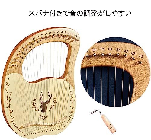 竪琴ハープ 19弦 弦楽器 木製竪琴 ウッドハープ メタルストリン 初心者向け コンパクト 金属弦 心癒し ポータブル マホガニー 操作簡単 入門楽器 チューニングレンチ-収納袋付き 成人用 子供用 Log color po 1 c 5 bb 996