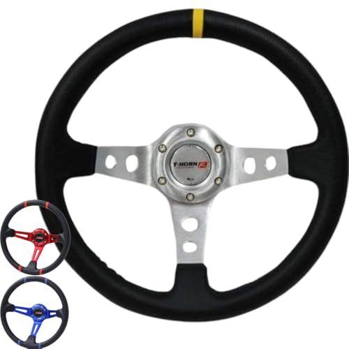 life_mart ディープコーン ステアリング ハンドル 34 5φ 70 mm スポーツタイプ ステアリングホイール レーシングカー ドリフト アクセサリー ブラック po 125 ee 816