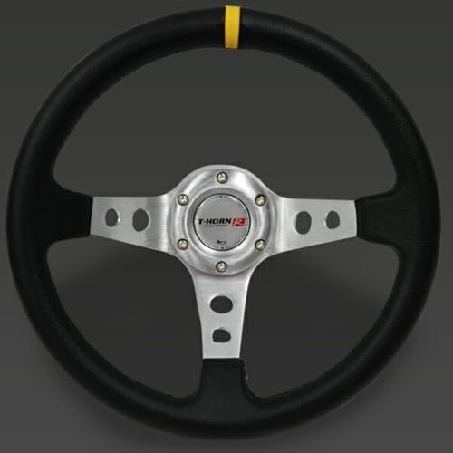 life_mart ディープコーン ステアリング ハンドル 34.5φ 70 mm スポーツタイプ ステアリングホイール レーシングカー ドリフト アクセサリー ブラック po 125 ee 816