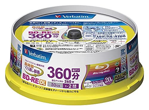 バーベイタムジャパン Verbatim Japan くり返し録画用 ブルーレイディスク BD-RE DL 50 GB ホワイトプリンタブル 片面2層 1-2倍速 po f 2 e 0 b 8