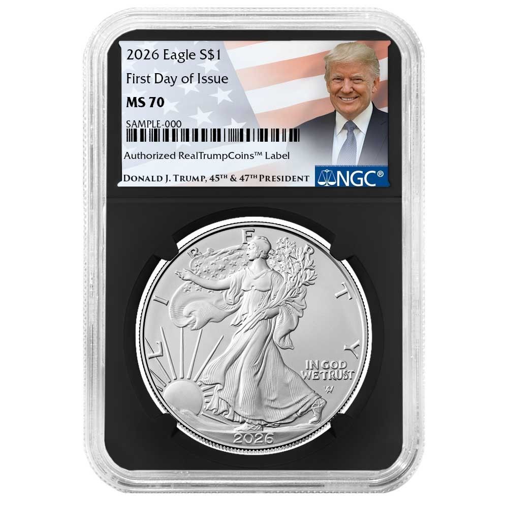 2026年 1ドル アメリカン シルバー イーグル NGC MS70 FDI トランプ 