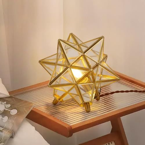 Cerdeco 幻想的に広がる星のシルエット テーブルライト スタンド照明 デスクライト 真鍮＆ガラス 雰囲気たっぷりな影 インテリア照明 間接照明 スタンドライト ベッドサイドランプ 手軽に贅沢 星形 すりガラス TBL 43 p fd 481 d 86