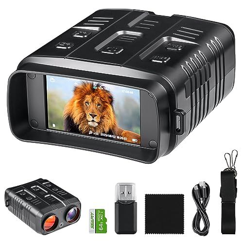 暗視鏡 4 K画質 ナイトビジョンゴーグル 充電式 デジタルナイトビジョン 暗視ゴーグル 双眼鏡 成人用 10倍ズーム FHD 3インチスクリーン 狩猟＆監視用 セキュリティ 64 GBメモリーカード付きpo a 314 ce 8 b