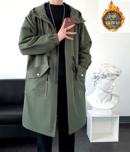 foveitaa コート メンズ 冬服 ロング メルトン チェスターコート ウインドブレーカー オーバーサイズ ゆったり 無地 中綿 暖かい 防寒 防風 かっこいい アウター シンプル オシャレ 秋冬po e 4838 f 40