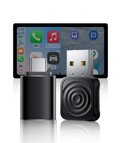 MINIUltra ワイヤレスCarPlay-Android Autoアダプター 無線接続 5-7 s高速起動 自動接続 プラグ＆プレイ コンパクト設計 ナビゲーション|音楽|電話応答 Bluetooth 5.4 WiFi 5.8 GHz ワイ 彡