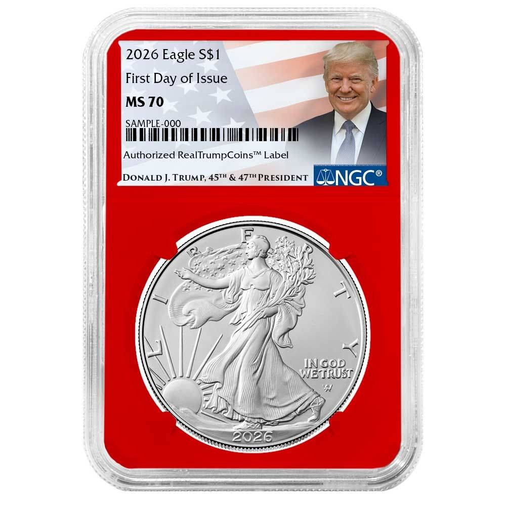 2026年 1ドル アメリカン シルバー イーグル NGC MS70 FDI トランプ