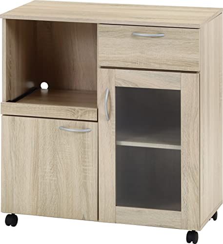 迅速に発送 不二貿易 キッチンワゴン キッチン収納 幅76 8 奥行39 高さ84? ホワイトオーク キャスター付き 組立商品 70688 2012925 d