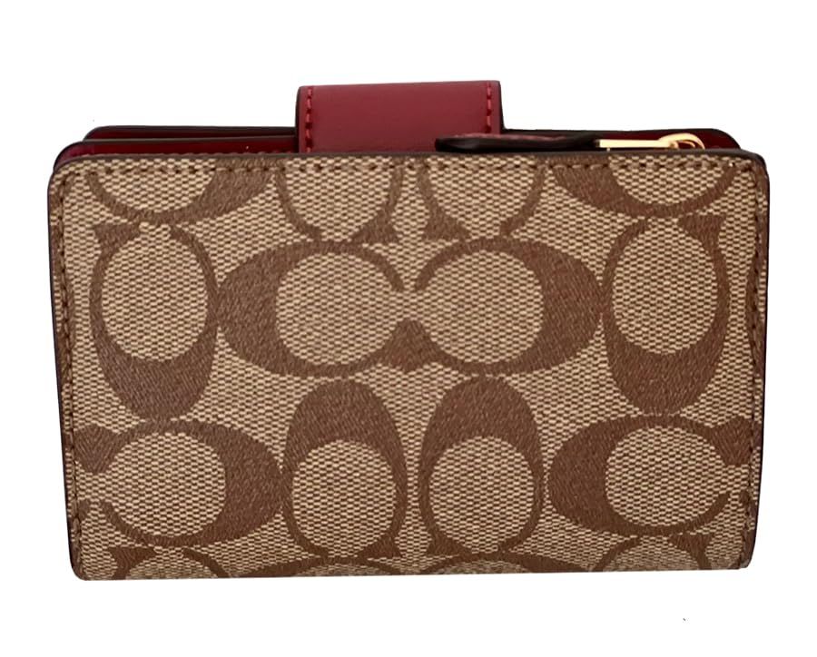 レディース 二つ折り財布ラグジュアリー シグネチャー レザー ミディアム コーナー ジップ ウォレットア 通販 L型 財布ウトレット品 カーキ クラレット 並行輸入品 po 96 f 89 e 65