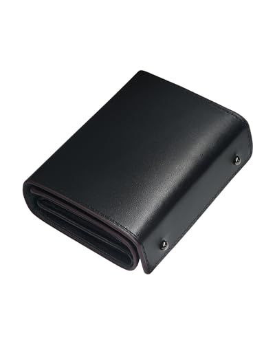 Modiko 財布 メンズ 2つ折り 栃木レザー 本革 ミニ 日本製 二つ折り財布 大容量 箱型の小銭入れ 小さい財布 コンパクト 箱状 左利き 右利き ブラック po be 96890 b