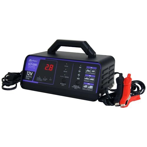 メルテック meltec 全自動パルスバッテリー充電器 バイク~ミニバン|小型船舶|大型トラック 正式PSE取得 12 V 定格12 A バッテリー診断機能付 維持充電 トリクル充電 方式 長期保証3年SCP-1200 po 253 f 499