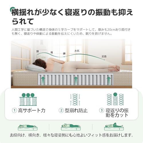 迅速に発送 Novilla マットレス シングル 硬め 厚20 cm コイルマットレス 硬さ180 N 高反発 32 D高密度 独立コイル 体圧分散 通気恒温 ベッドマットレス 寝返りサポート スプリング 通気性 静音 底付き感無し eb 32821 f